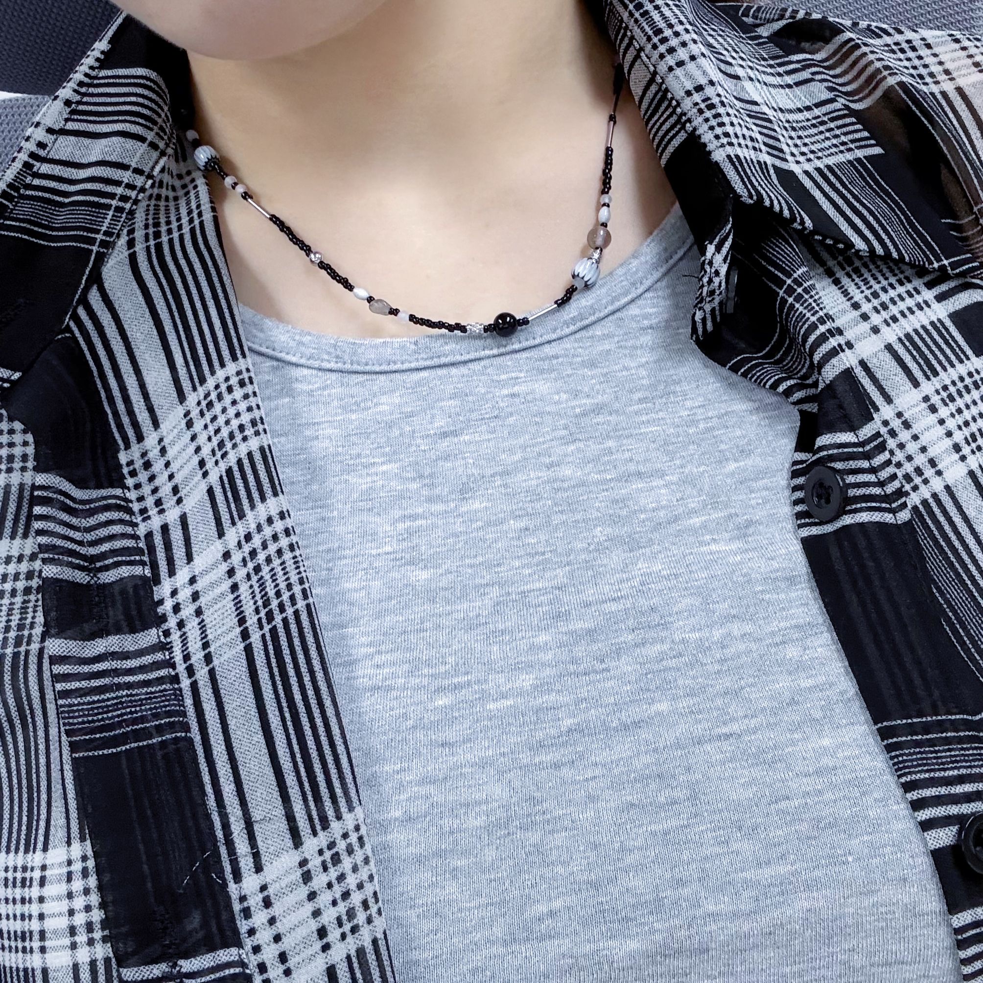 Riomeu Blanc Noir Venezia Necklace 2mm 착용 스타일