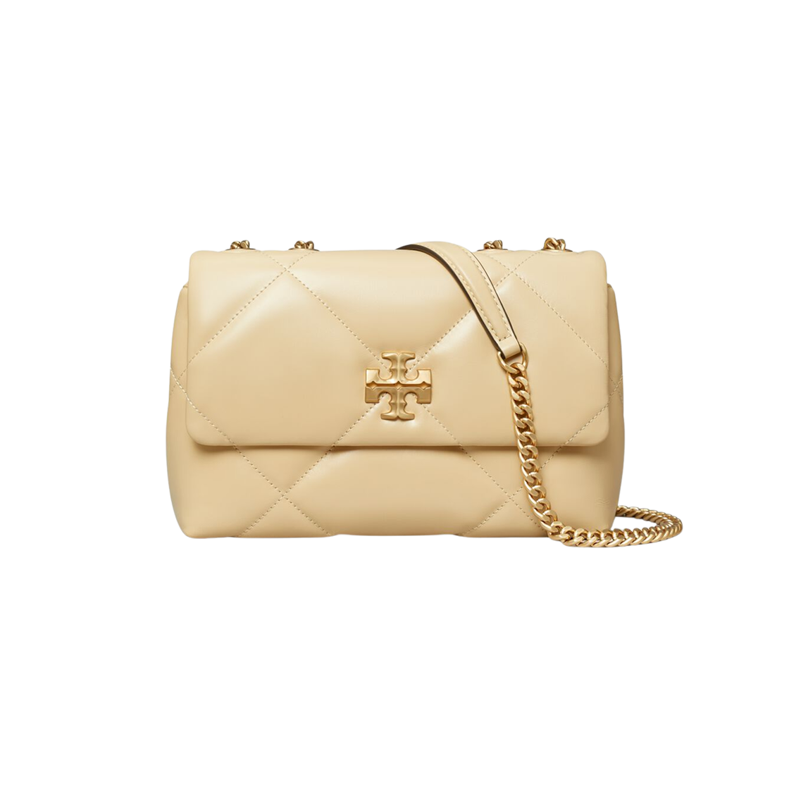 154706-700 Tory Burch Small Kira Diamond Quilt Convertible Shoulder Bag Vanilla Soft Serve