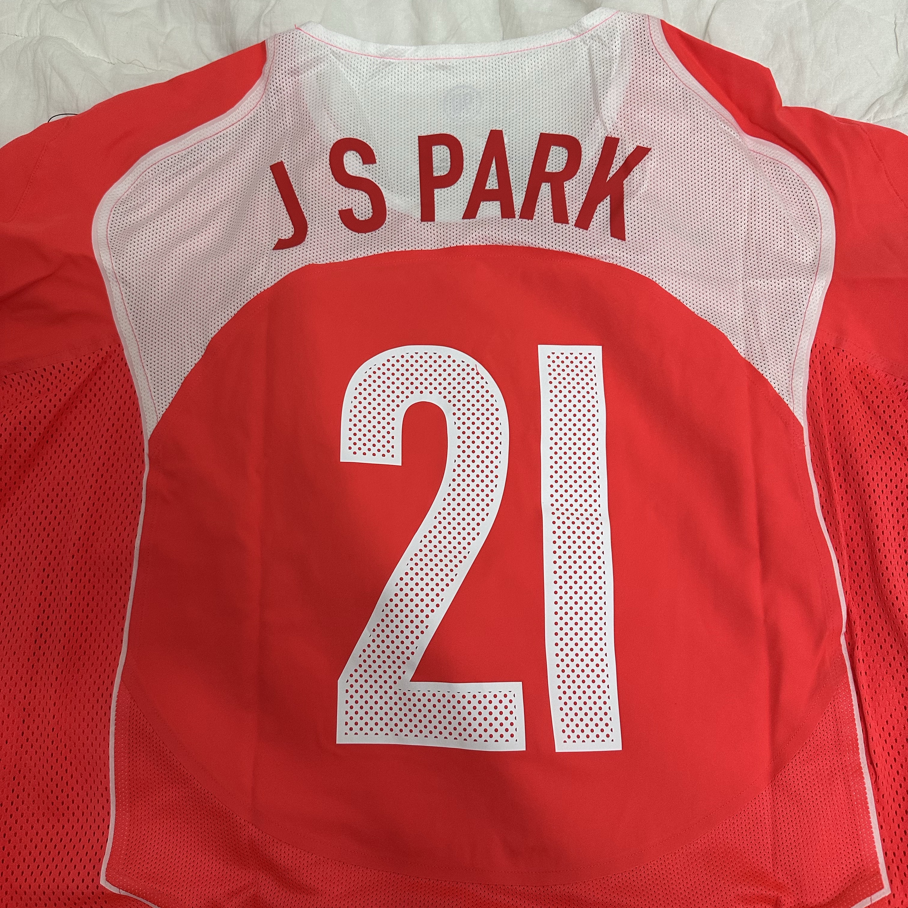 Nike Park Ji-Sung South Korea 2004 Total 90 Reissue Soccer Replica Jersey (Marking Ver.) 착용 스타일 - 2
