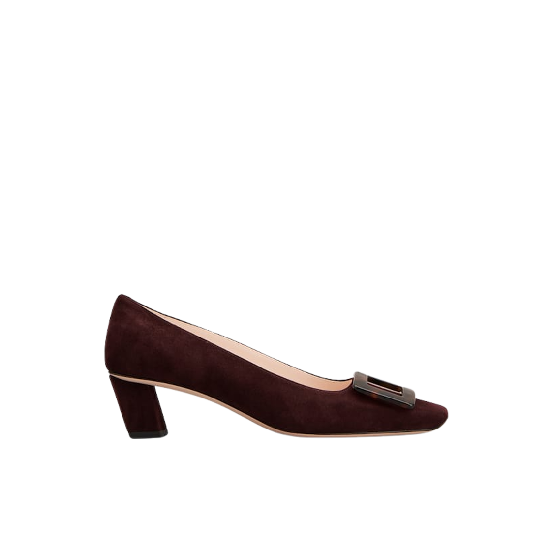 RVW00639540HR0R822 (W) Roger Vivier Belle Vivier Metal Buckle Pumps in Suede Burgundy