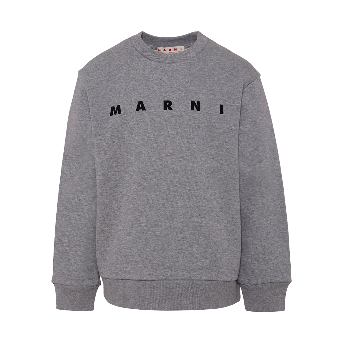(키즈) 마르니 마르니 프린트 코튼 스웨트셔츠 쿨 그레이 멜란지((Kids) Marni Cotton Sweatshirt with Marni Print Cool Grey Melange)