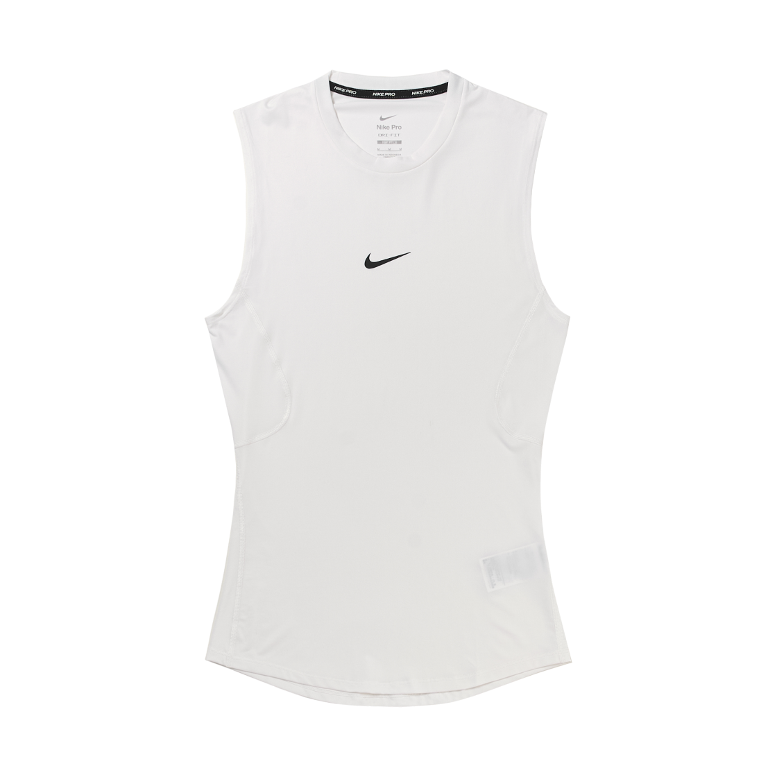 나이키 프로 드라이핏 타이트 피트니스 탑 화이트 블랙 - 아시아(Nike Pro Dri-Fit Tight Fitness Top White Black - Asia)