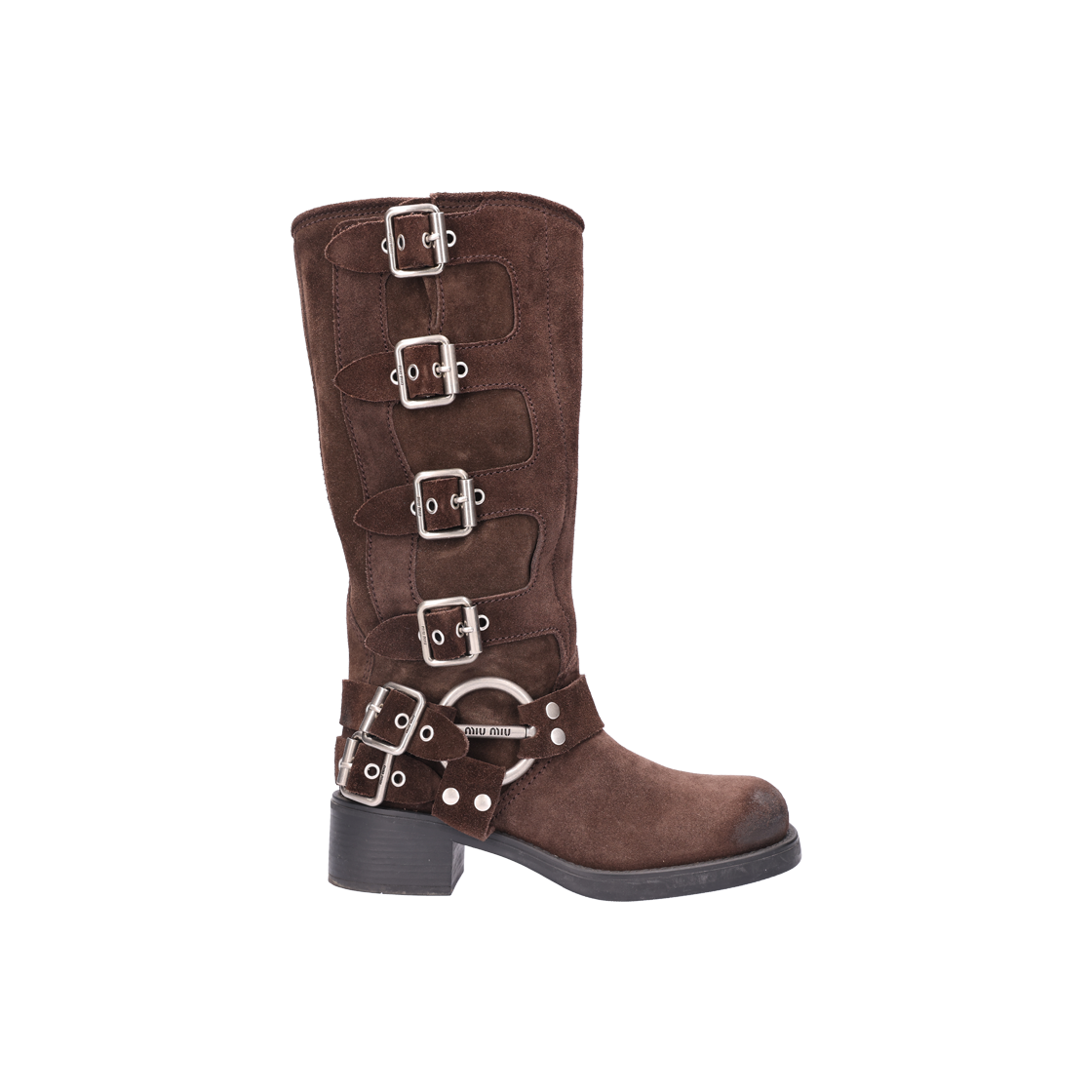 ITDTUOD65JCN [A등급] Miu Miu Vintage Vintage Suede Boots Dark Brown