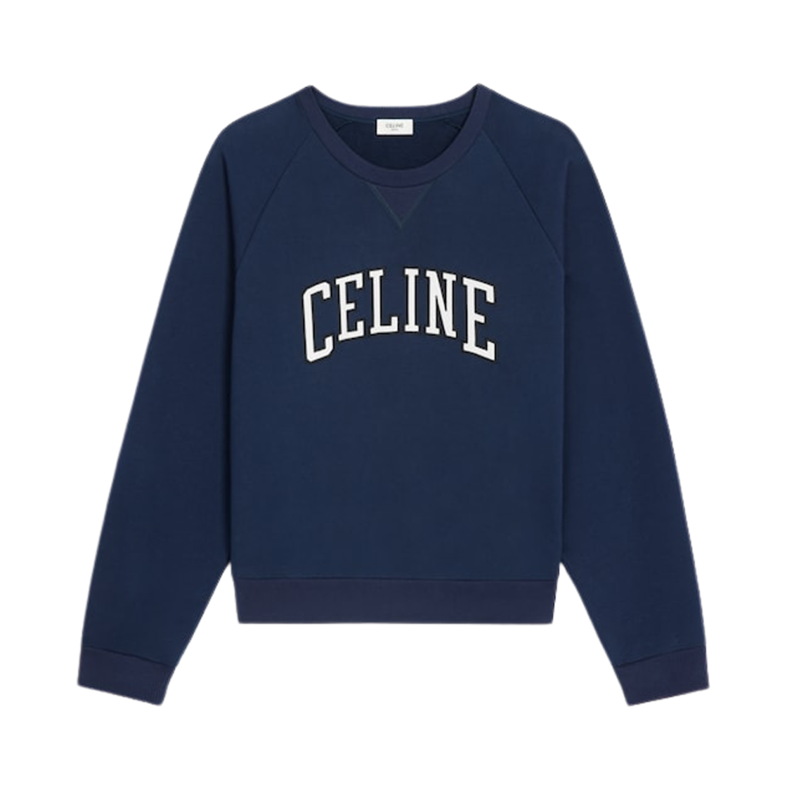 RY0HD670Q-FZD6 Celine Cotton Fleece Regular Sweatshirt Navy Ecru