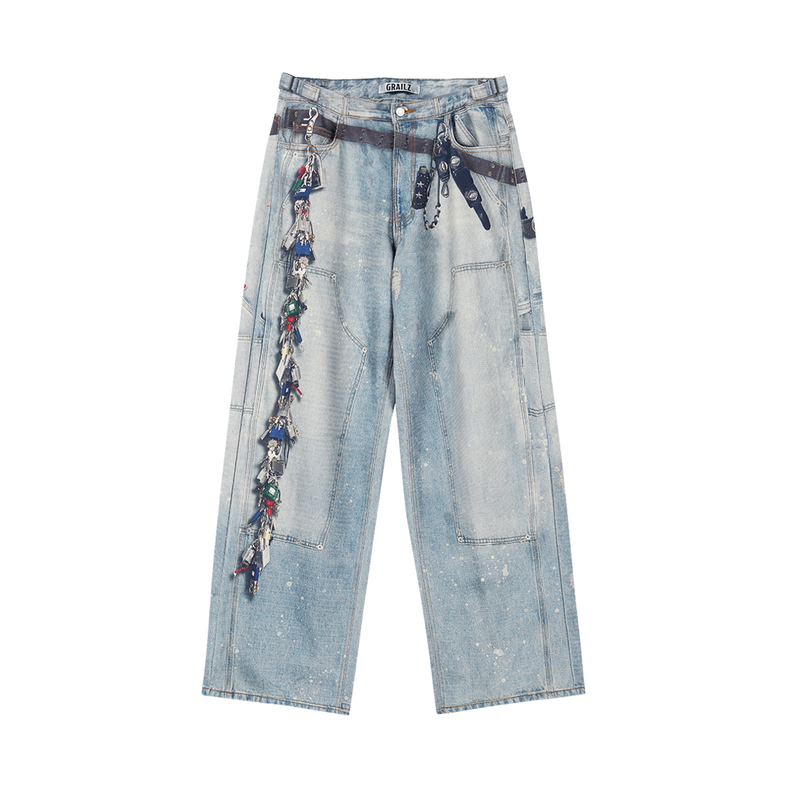 GR24FWMB05BL_copy Grailz Key Chain Illusion Denim Pants Blue