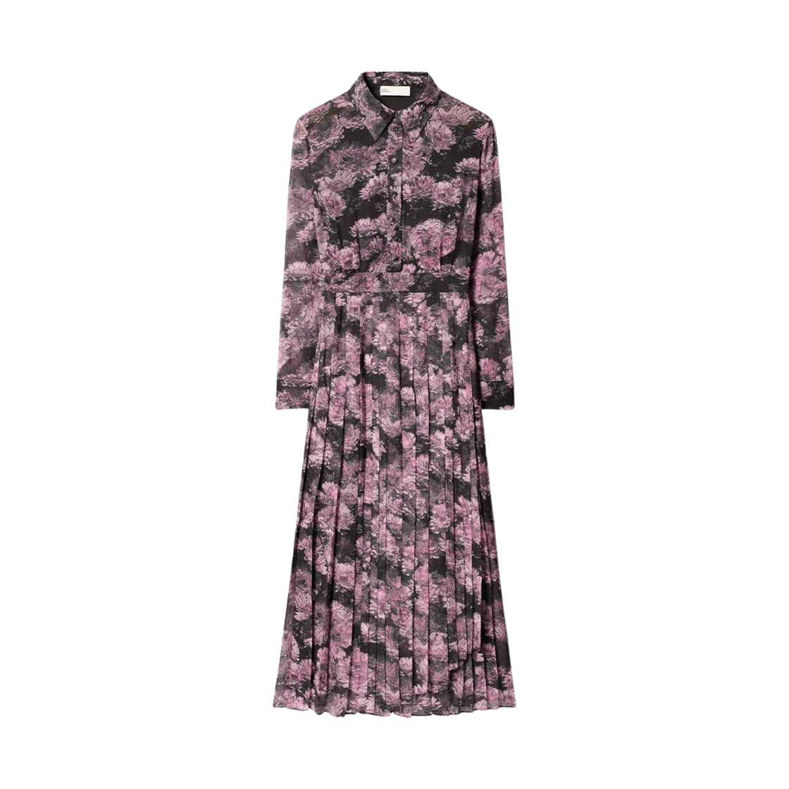 165295-254 (W) Tory Burch Printed Pleated Silk Dress Pink Pixel Floral