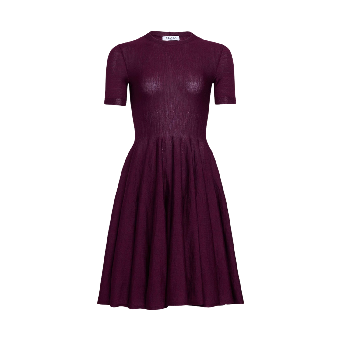 (W) 알라이아 메리노 니트 스케이터 드레스 버건디((W) Alaia Merino Knit Skater Dress Burgundy)