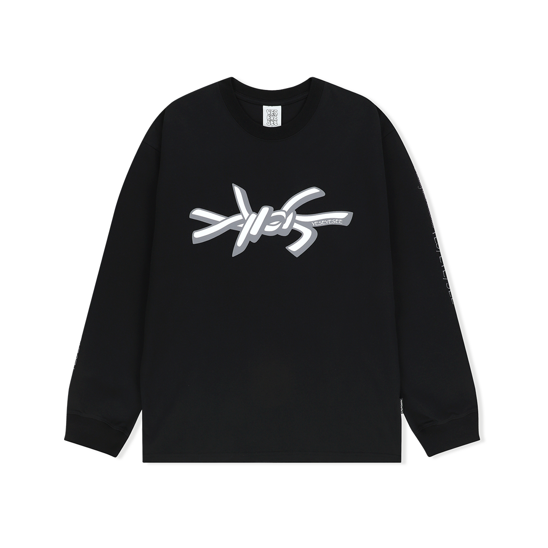 예스아이씨 예스 와이어 로고 긴팔 블랙