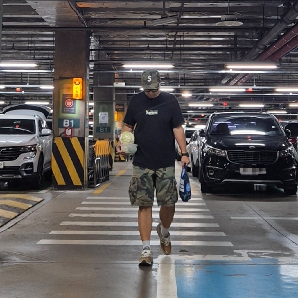 Supreme Box Logo T-Shirt Black - 23FW, Supreme Seersucker S Logo 6-Panel Woodland Camo - 24SS 착용 스타일