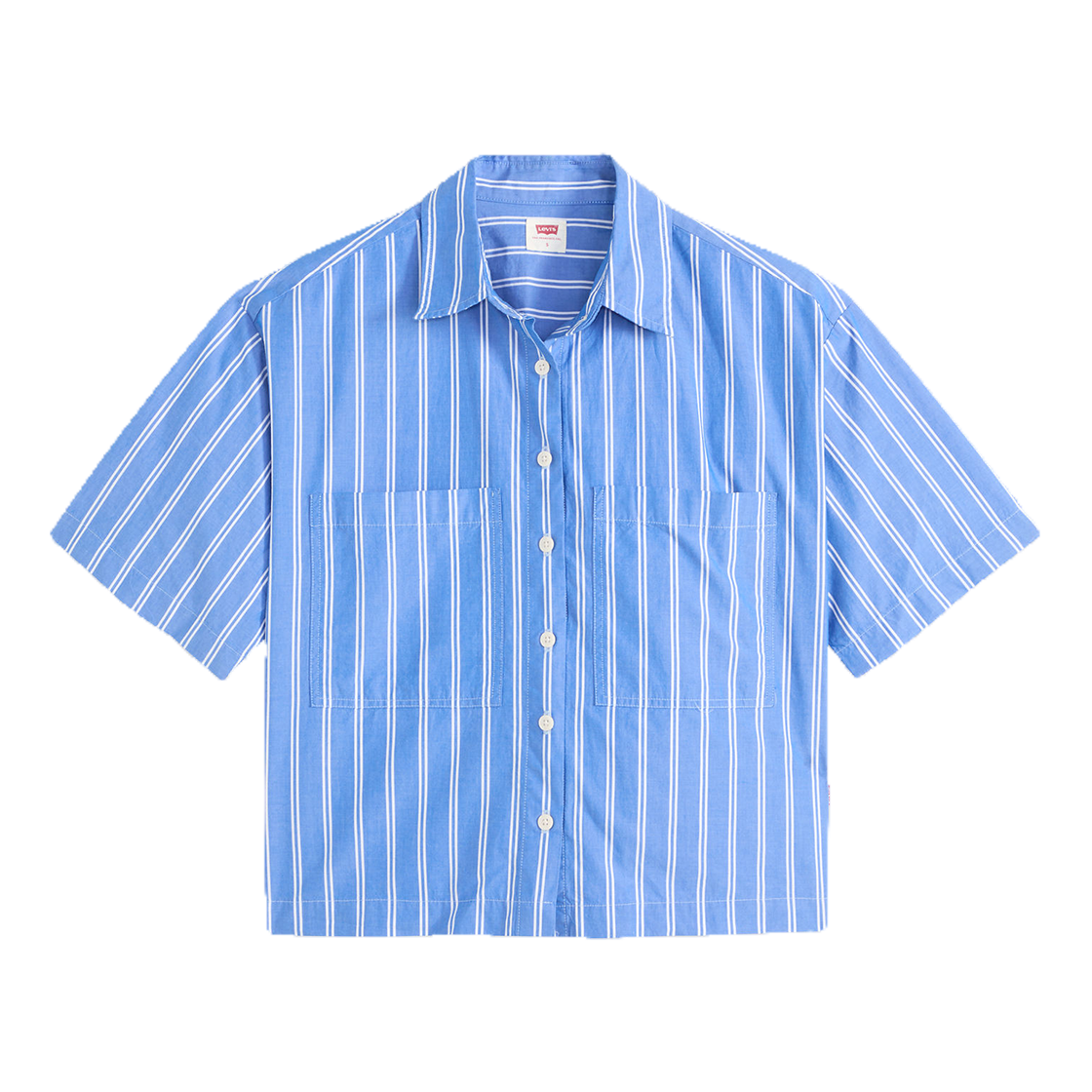 003QI-0002 Levi's Women Harlie Short Sleeve Cropped Shirt Blue