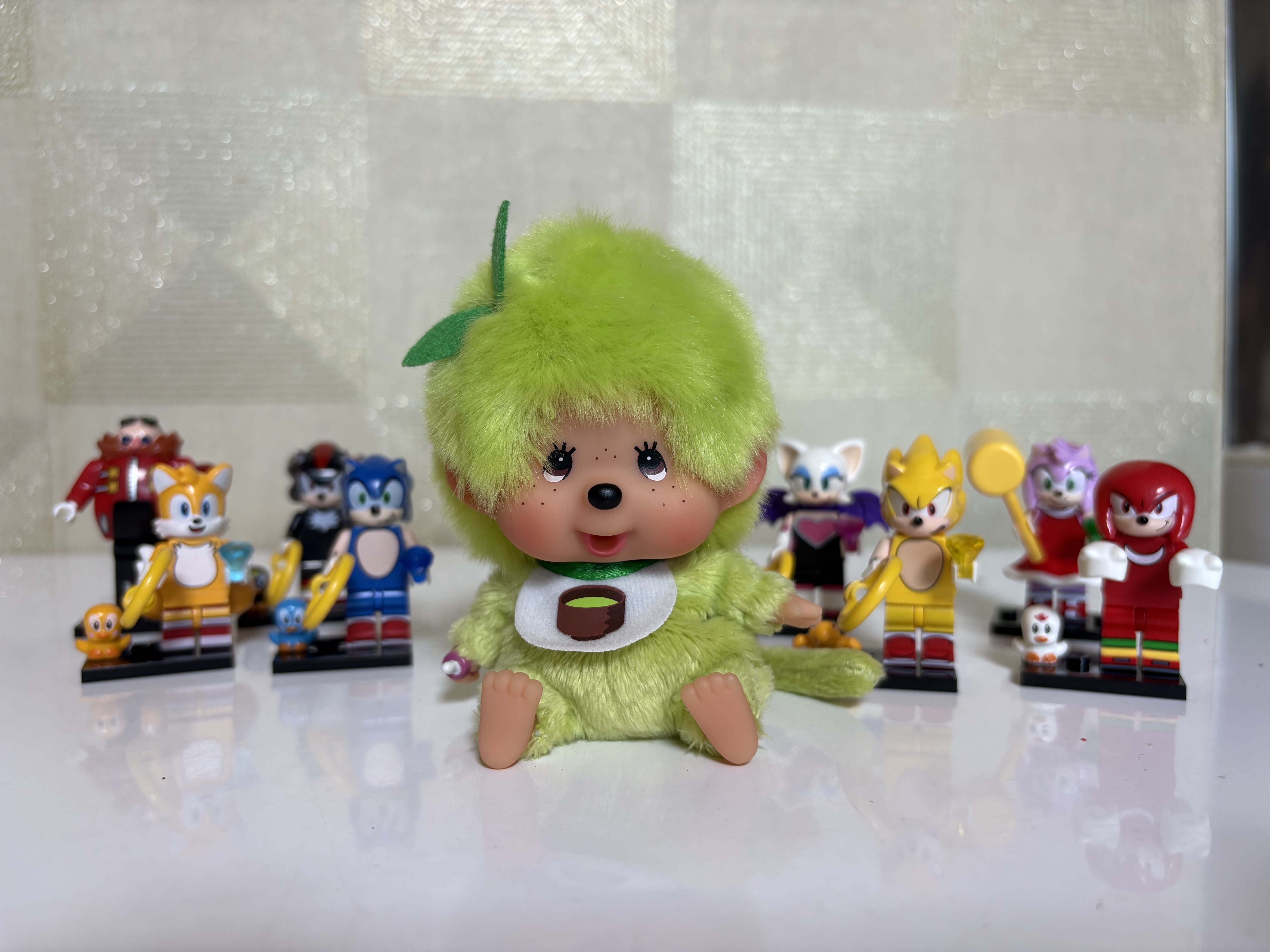 Monchhichi Green Tea Bighead SS Key Chain Green 착용 스타일