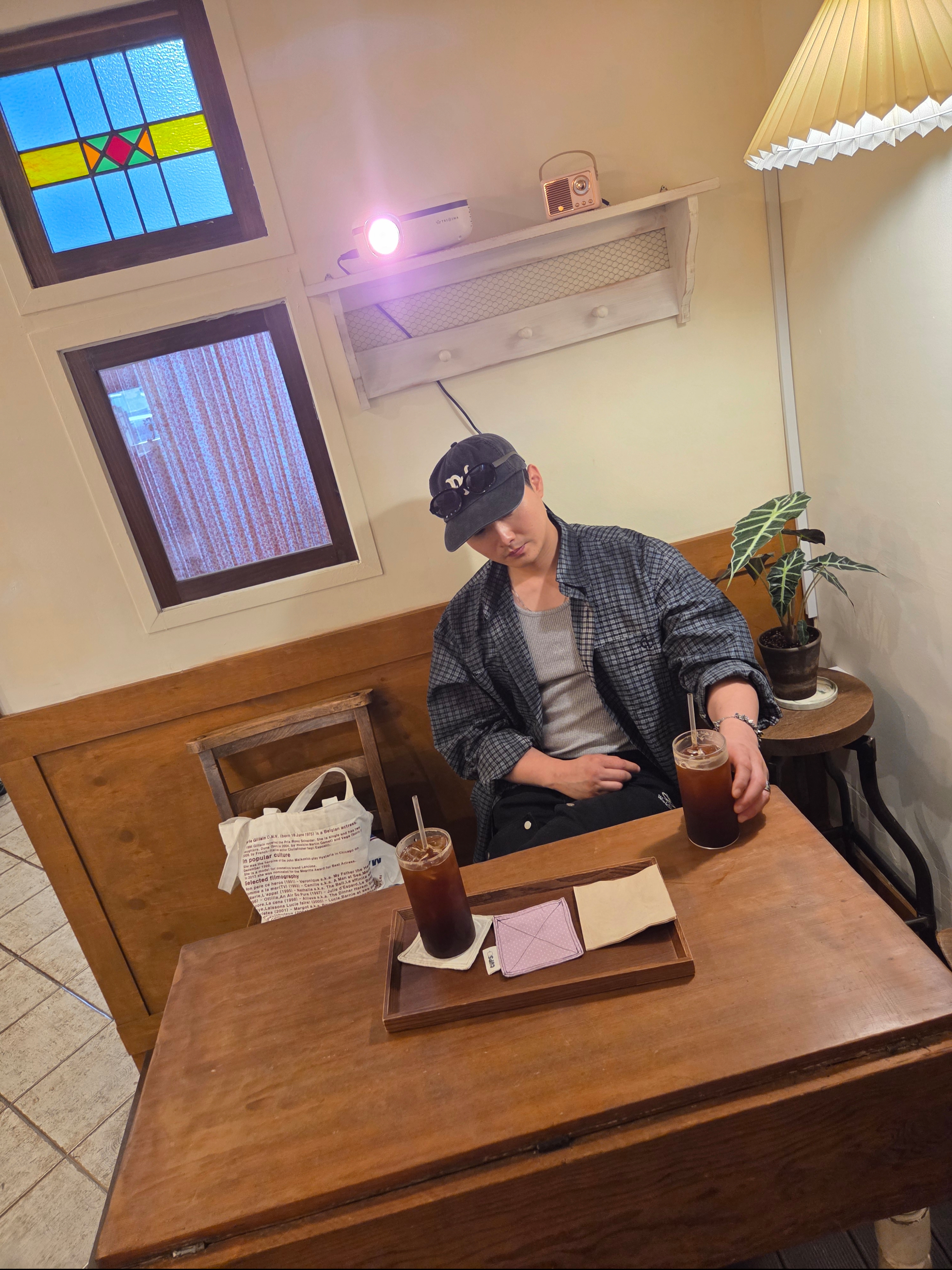 NOMANUAL Overdyed Check Shirt Charcoal, Hono Report Leaf Bracelet 착용 스타일 - 3