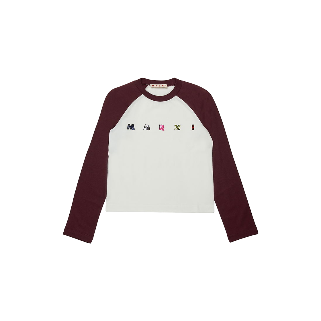 (키즈) 마르니 스팽글 로고 티셔츠 베리 잼 화이트((Kids) Marni Spangle Logo T-Shirt Berry Jam White)