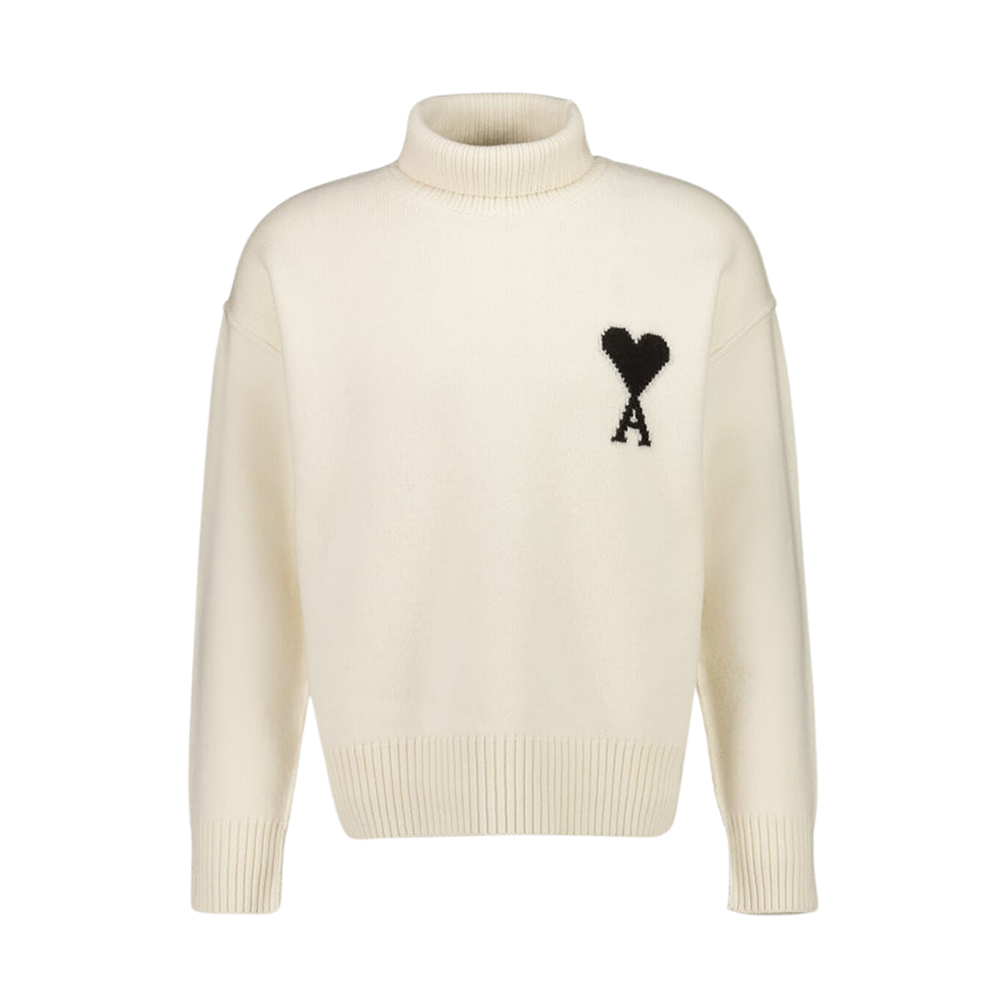 UKS839-018-151 AMI de Coeur Funnel Neck Sweater Off White Black