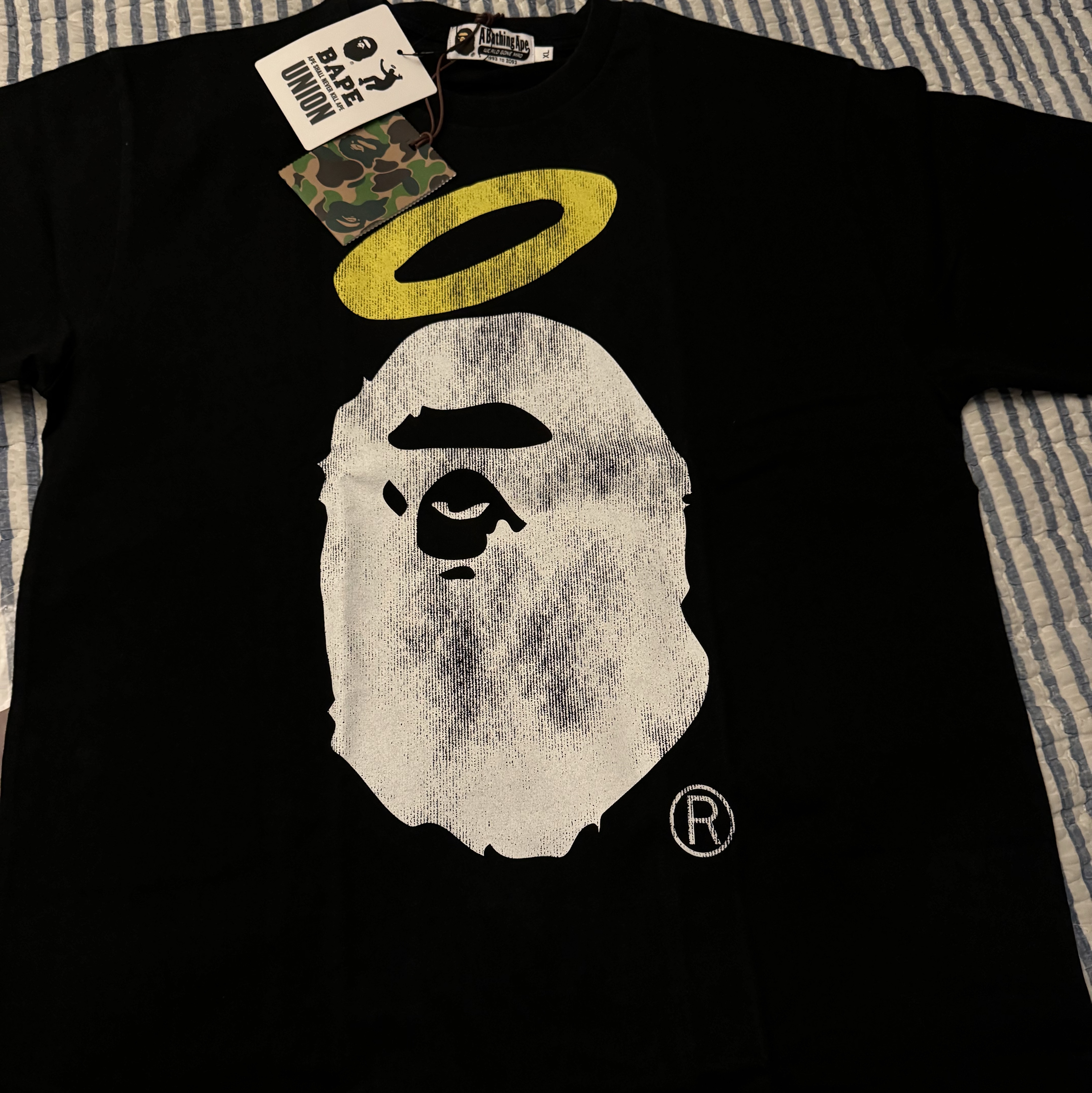 BAPE x Union Washed Ape Head T-Shirt Black, Adidas Tobacco Gruen Collegiate Burgundy 착용 스타일 - 2