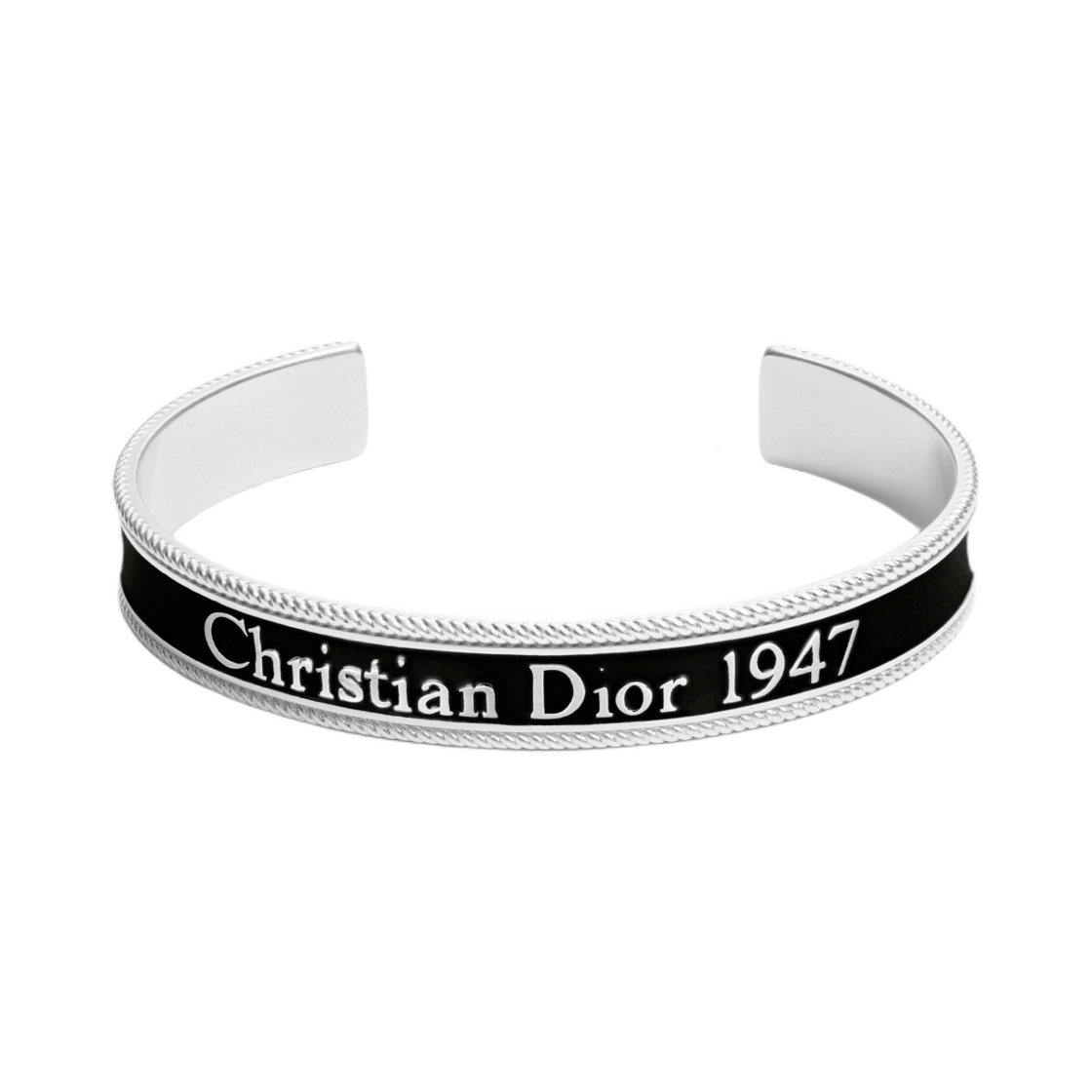 B2988HOMMT-D004 Dior Black Star Bangle Silver Finish Brass And Resin Black