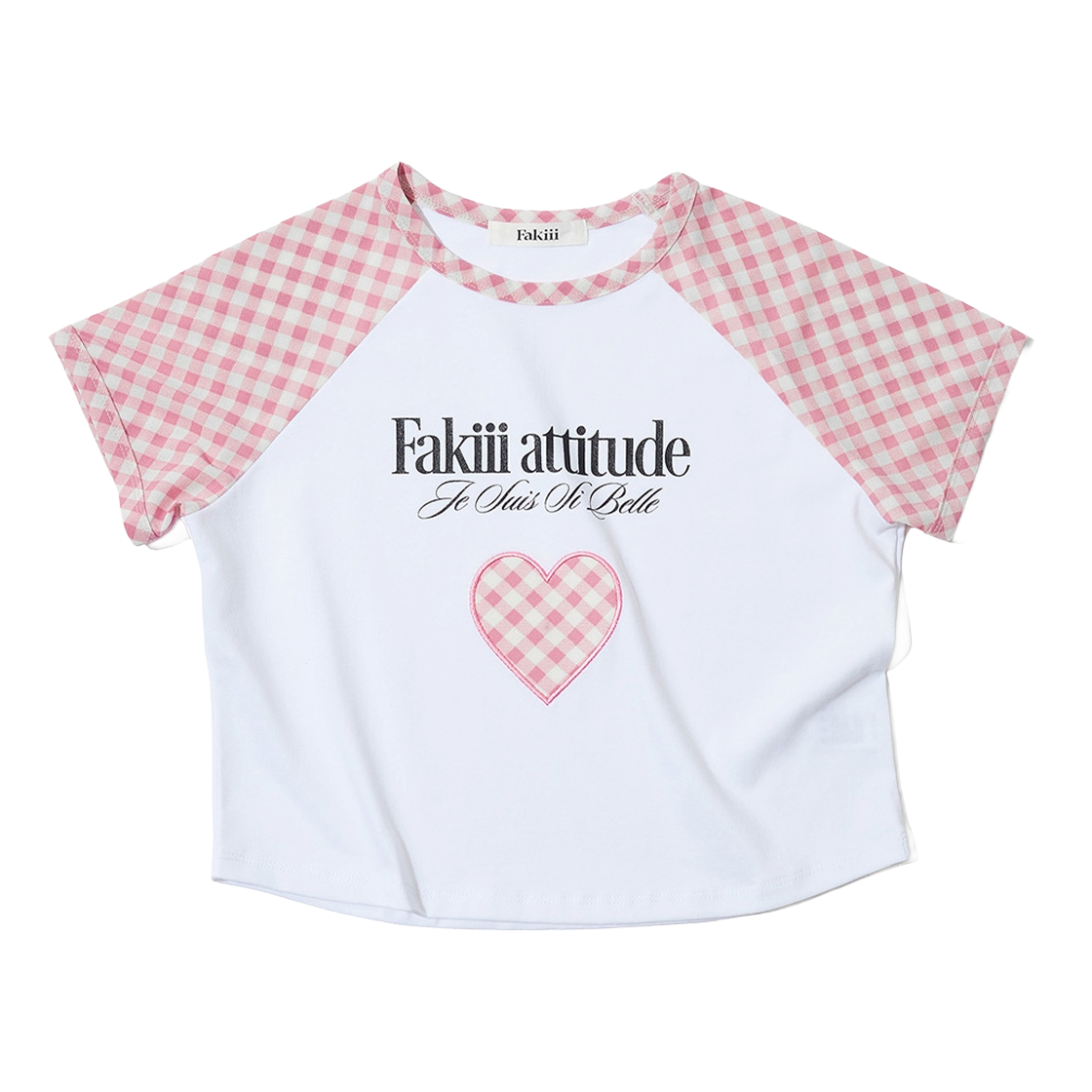 페이키 걸 에티튜드 체크 티셔츠 베이비 핑크(Fakiii Girl Attitude Check T-shirt Baby Pink)
