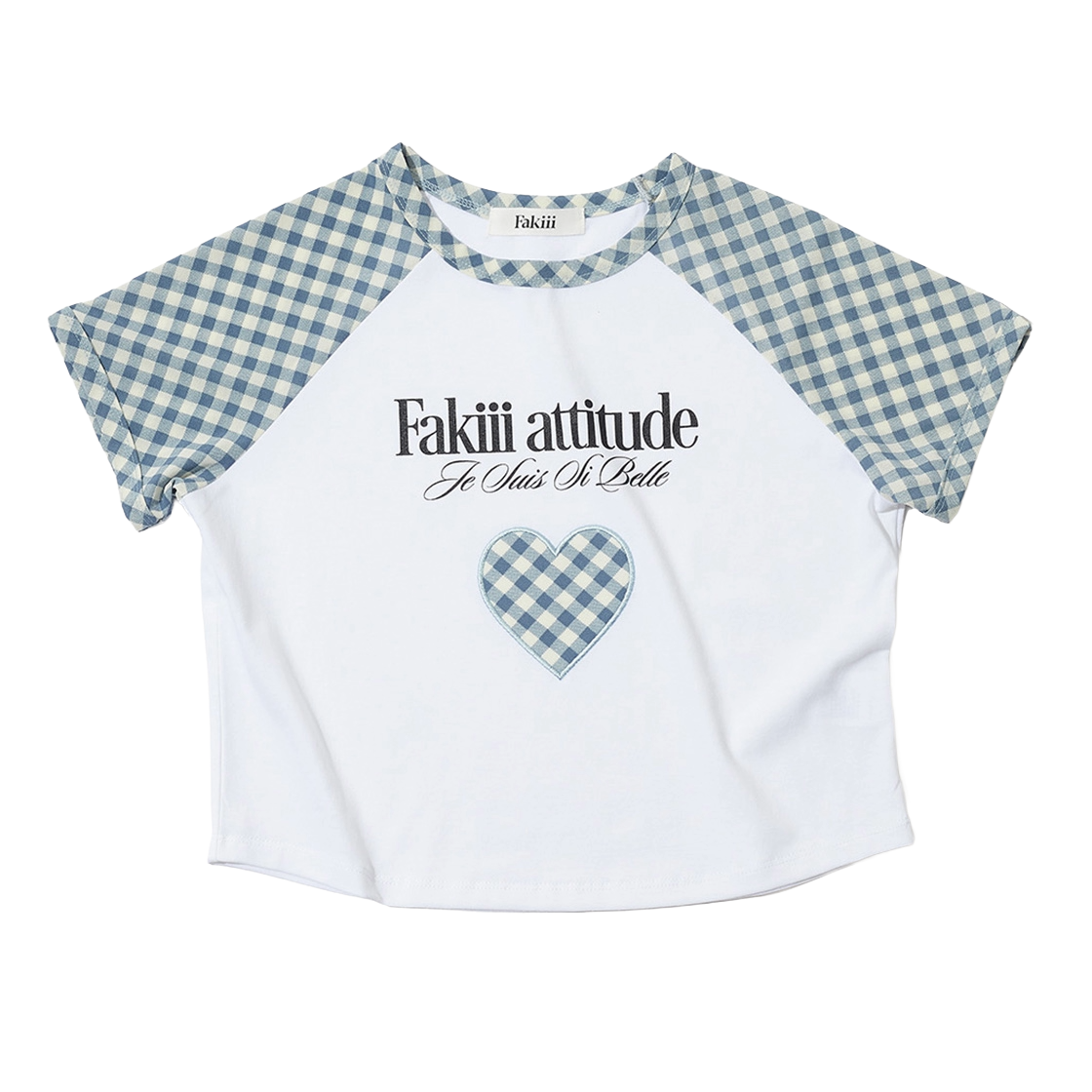 페이키 걸 에티튜드 체크 티셔츠 베이비 블루(Fakiii Girl Attitude Check T-shirt Baby Blue)
