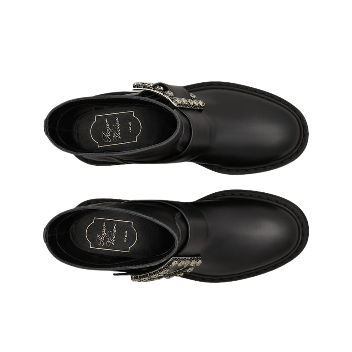 (W) 로저 비비에 비브 레인저스 레더 부티 블랙((W) Roger Vivier Viv Rangers Booties in Leather Black) - 2