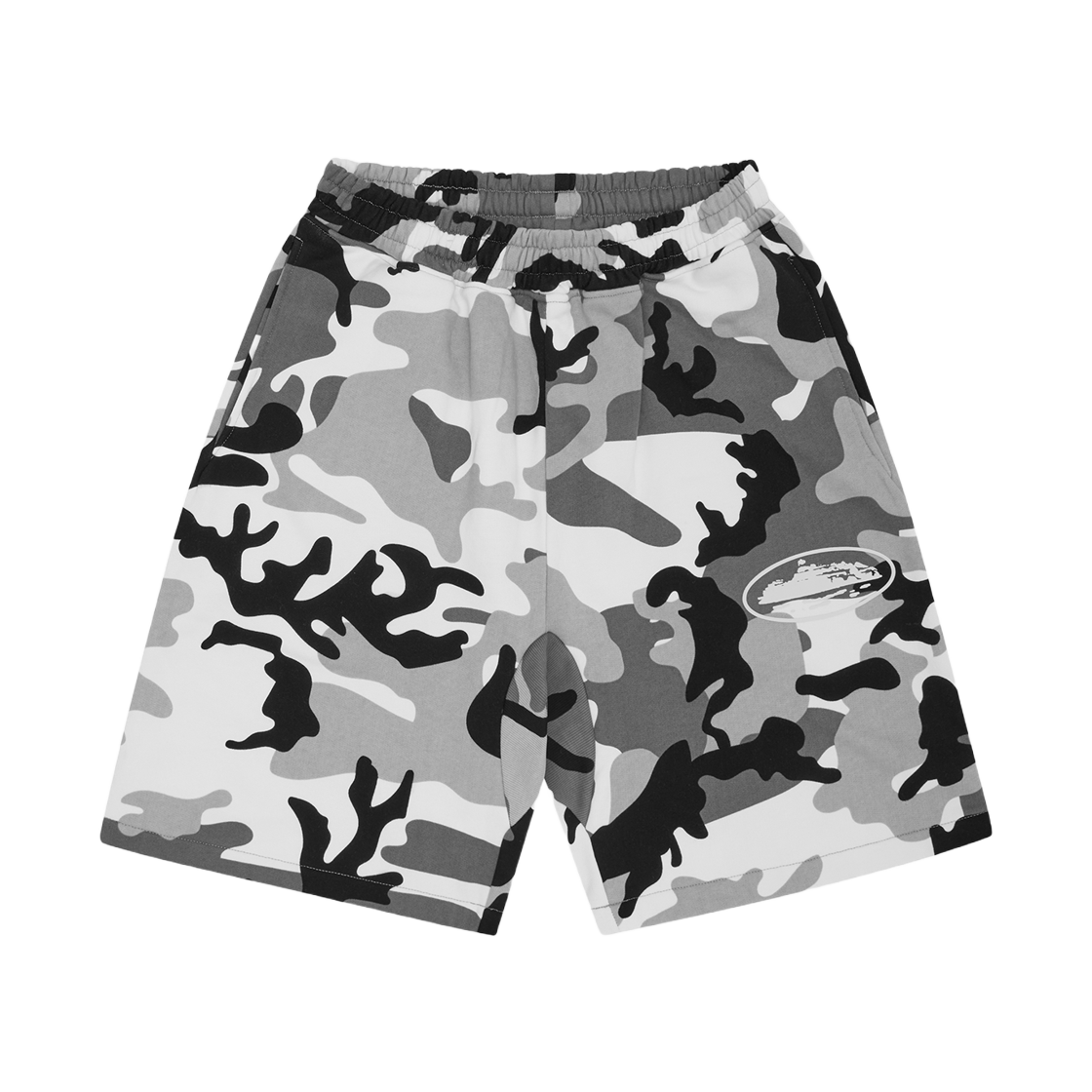 코르테이즈 아일랜드 퍼프 프린트 스웨트쇼츠 아크틱 카모(Corteiz Island Puff Print Sweatshort Arctic Camo)