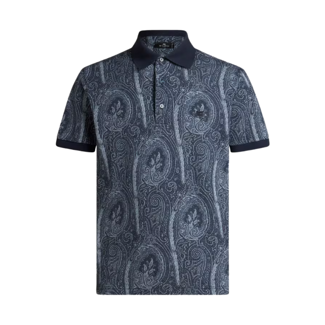 MRMD0004AK472X0883 Etro All Over Foliage Cotton Polo Shirt Blue