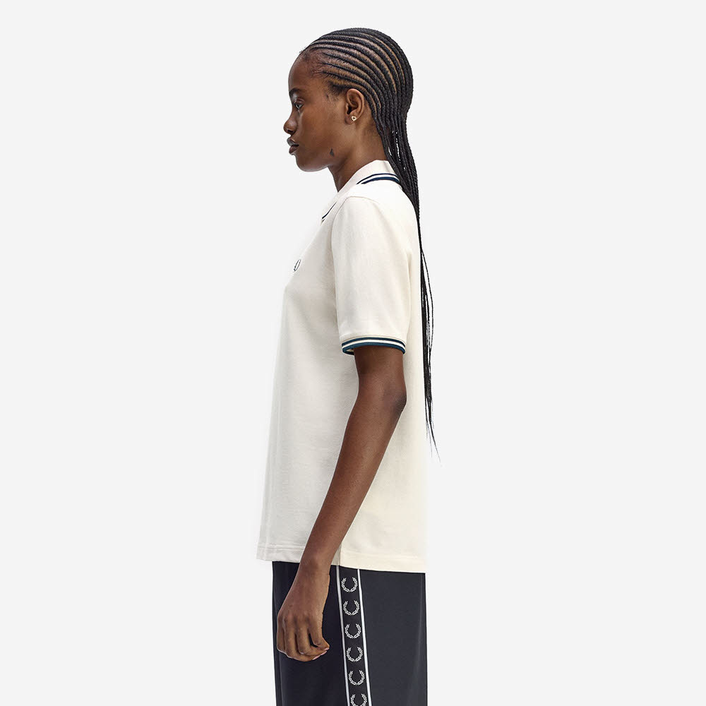 프레드페리 G3600 우먼스 트윈 팁 프레드페리 셔츠 실키피치 다크페트롤(Fred Perry G3600 Womens Twin Tipped Fred Perry Shirt Silky Peach Dark Petrol) - 3