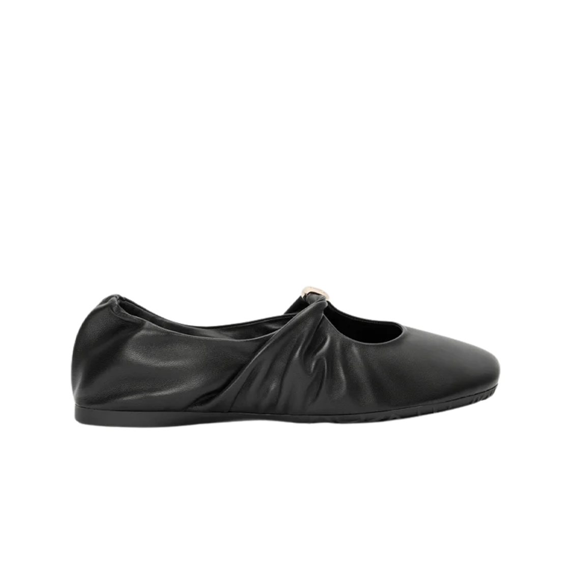 (W) 로에베 나파 램스킨 페블 소프트 발레리나 블랙((W) Loewe Pebble Soft Ballerina in Nappa Lambskin Black)