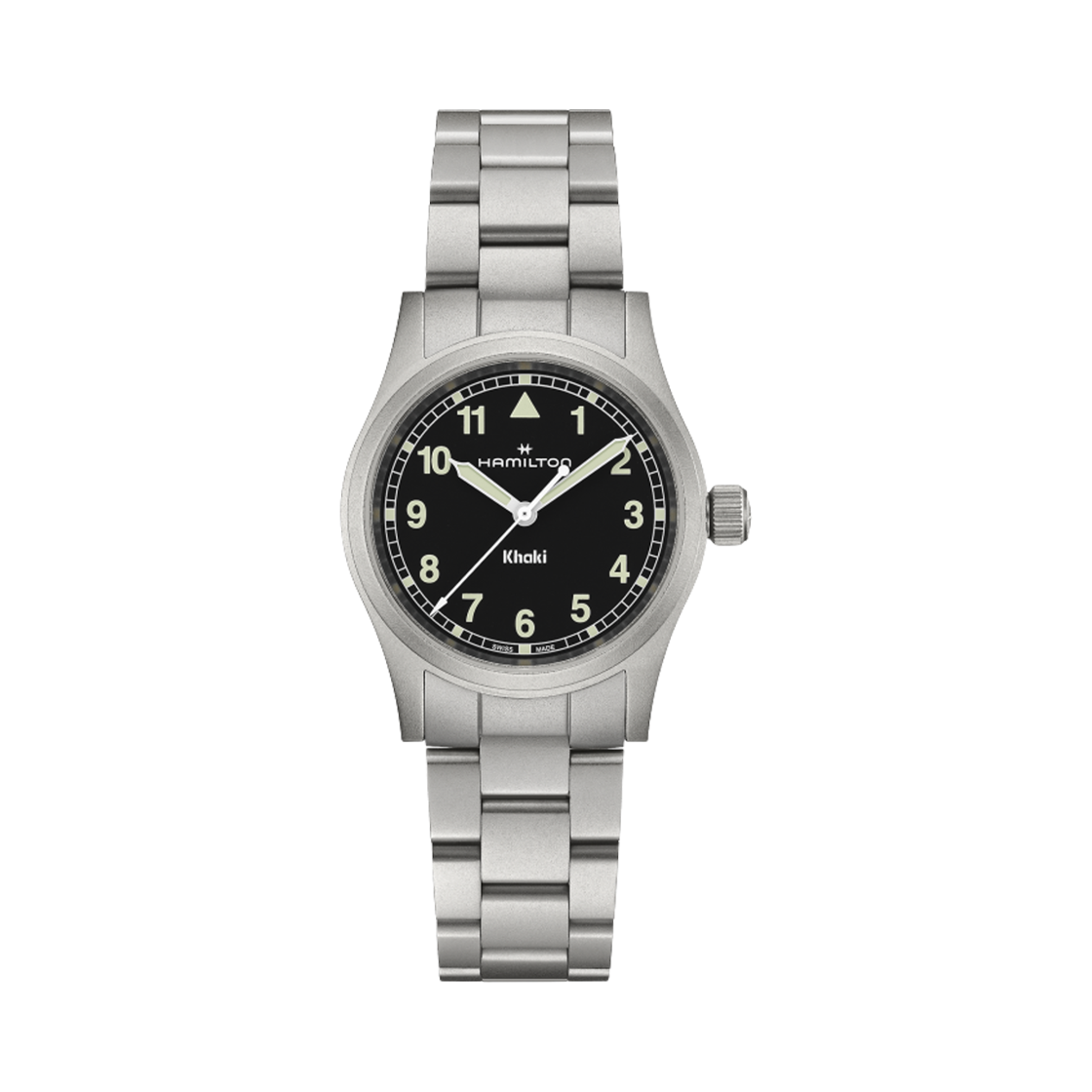 해밀턴 카키 필드 쿼츠 33mm 스테인리스 스틸 블랙(Hamilton Khaki Field Quartz 33mm Stainless Steel Black)