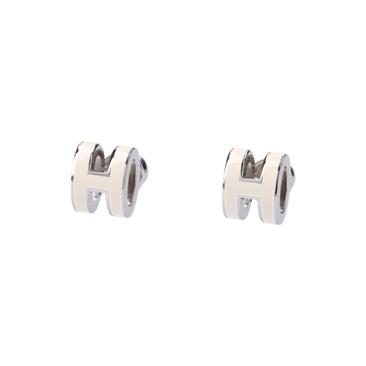 ITJENANS4W8S Hermes Mini Pop Ash Earrings Palladium Blanc
