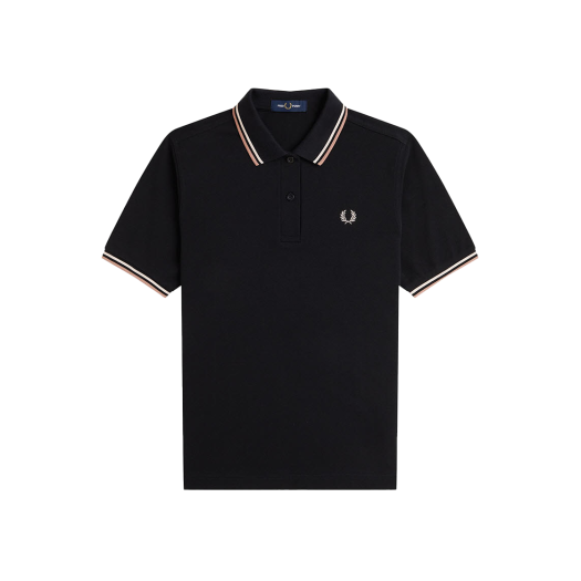 AFPF2533600-Z76 Fred Perry G3600 Womens Twin Tipped Fred Perry Shirt Black Silky Peach Blossom