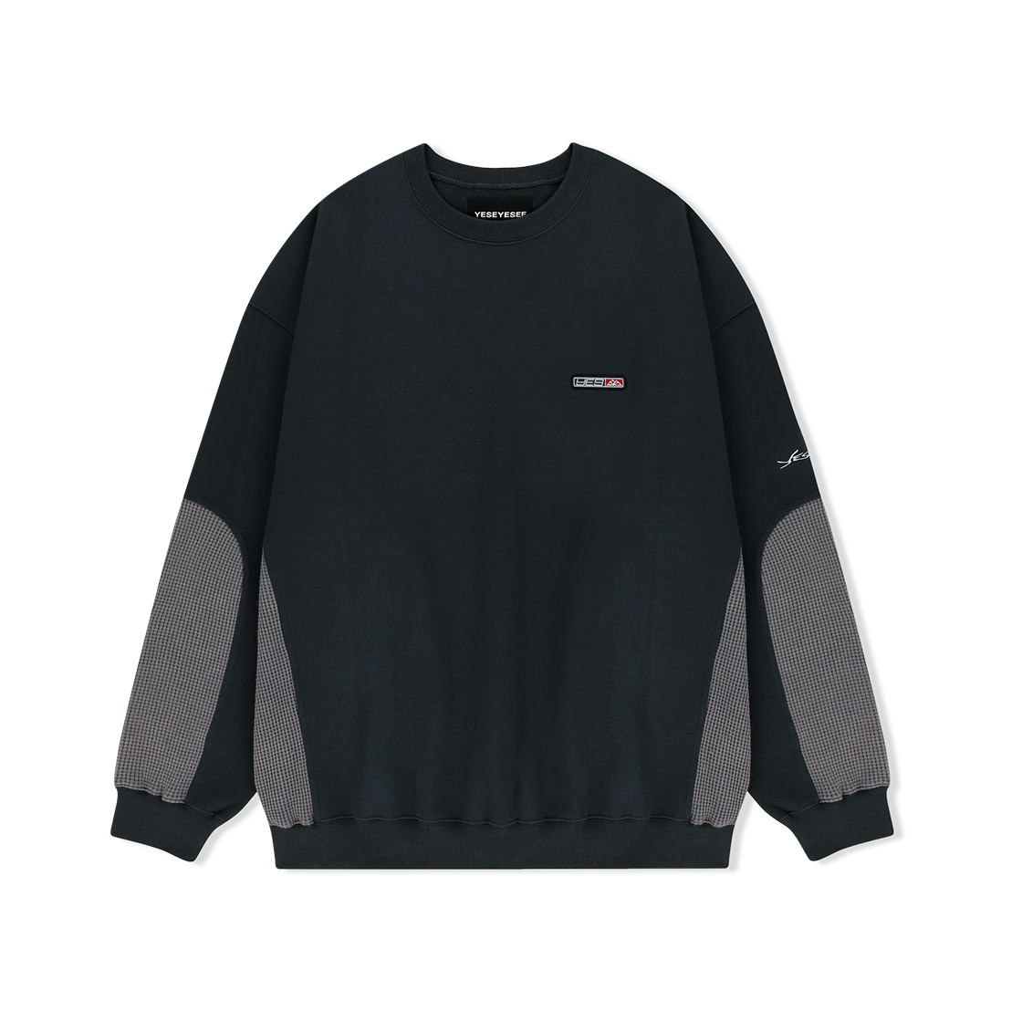 YS251TSWCW01CHA YESEYESEE Y.E.S Waffle Sweatshirt Charcoal