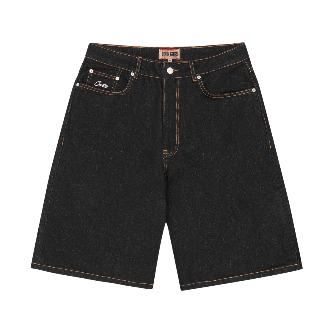 코르테이즈 듀얼 스트라이프 데님 쇼츠 워시드 블랙(Corteiz Dual Stripe Denim Short Washed Black)