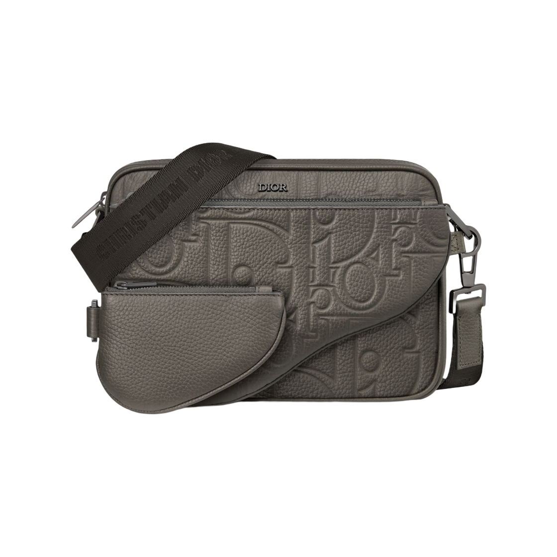 1ADPO276LLG-H800 Dior Saddle Triple Pouch Dior Gravity Leather And Grained Calfskin Gray