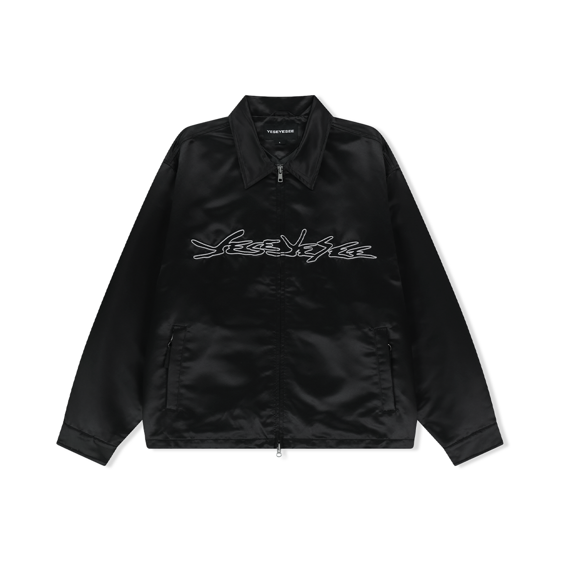 YS251WOWLS02BLK YESEYESEE Chain Stitch Logo Coach Jacket Black