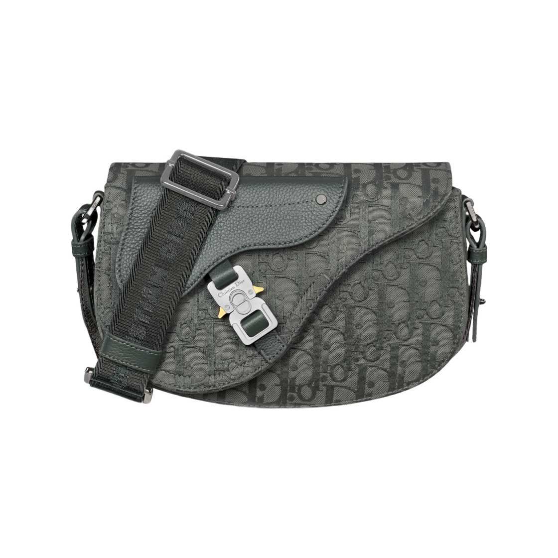디올 새들 메신저 백 디올 오블리크 캔버스 앤 그레인드 카프스킨 앤트러사이트 그레이(Dior Saddle Messenger Bag Dior Oblique Canvas And Grained Calfskin Anthracite Gray) - 1