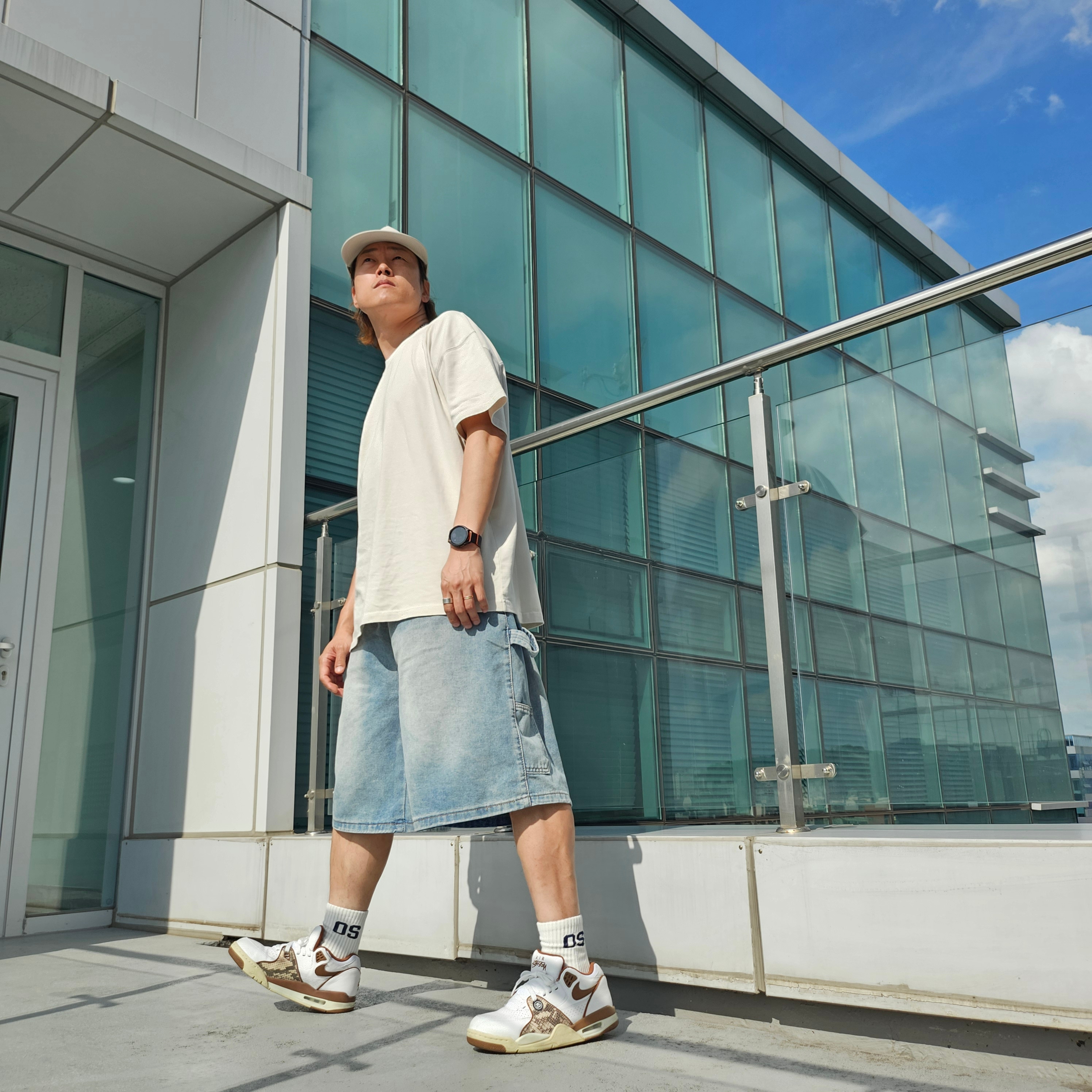 Nike x Stussy Air Flight 89 Low White and Pecan, Diesel Dx1509 Stainless Steel Chain Necklace Silver 착용 스타일 - 1