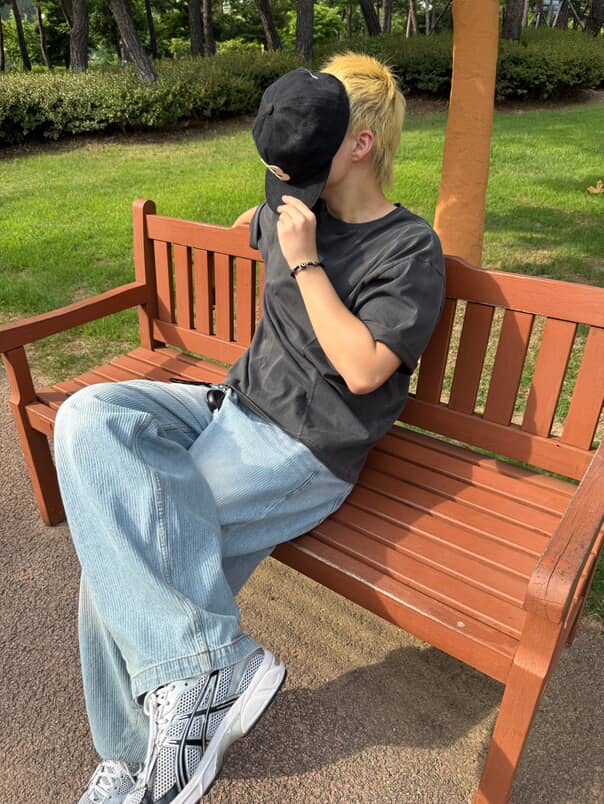 noun Corduroy Denim Pants Light Blue, Asics Gel-1130 White Black 착용 스타일 - 4