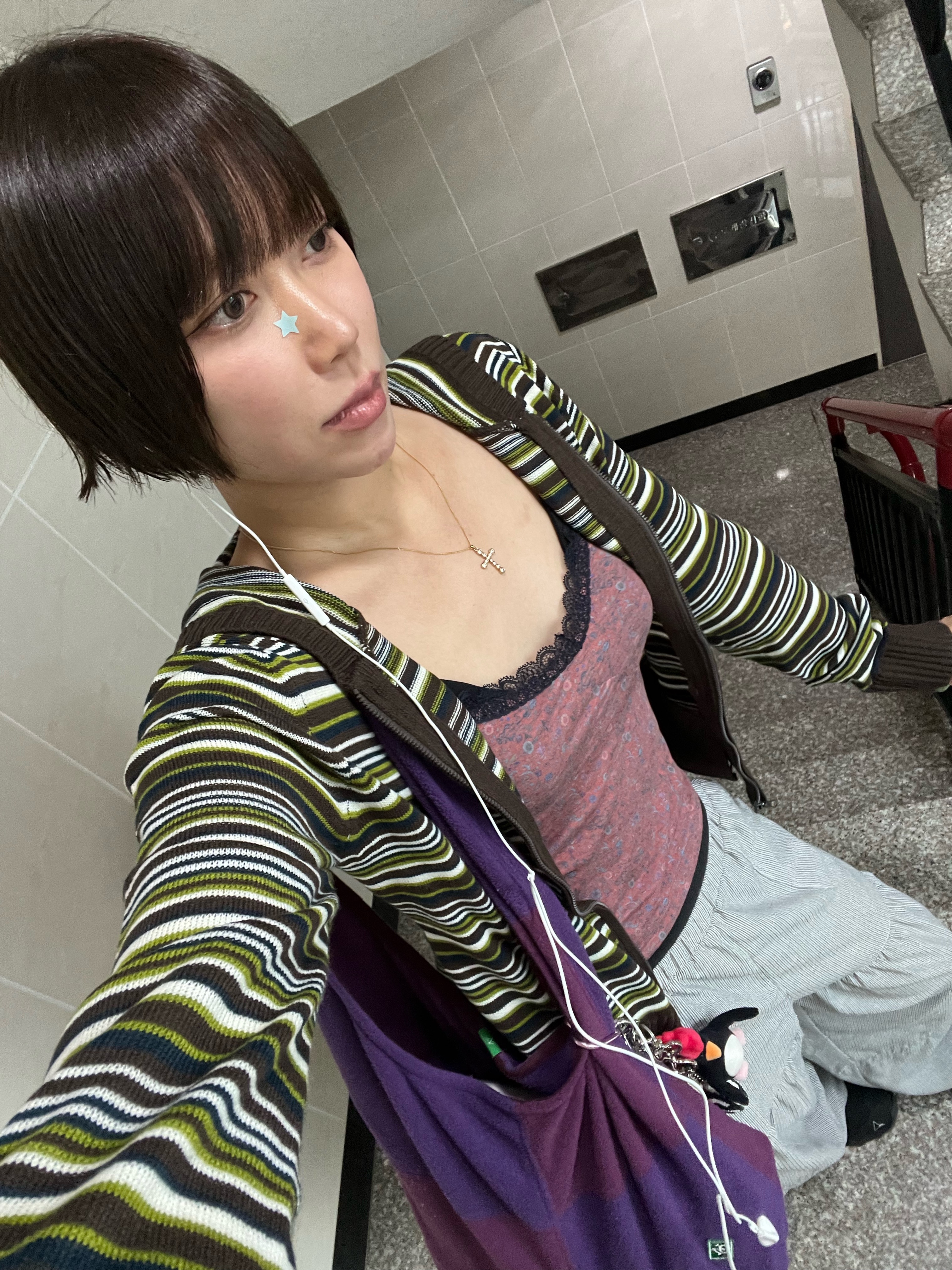 COYSEIO Soft Knit Zip-Up Stripe, COYSEIO Shirring Rough Pants Stripe 착용 스타일