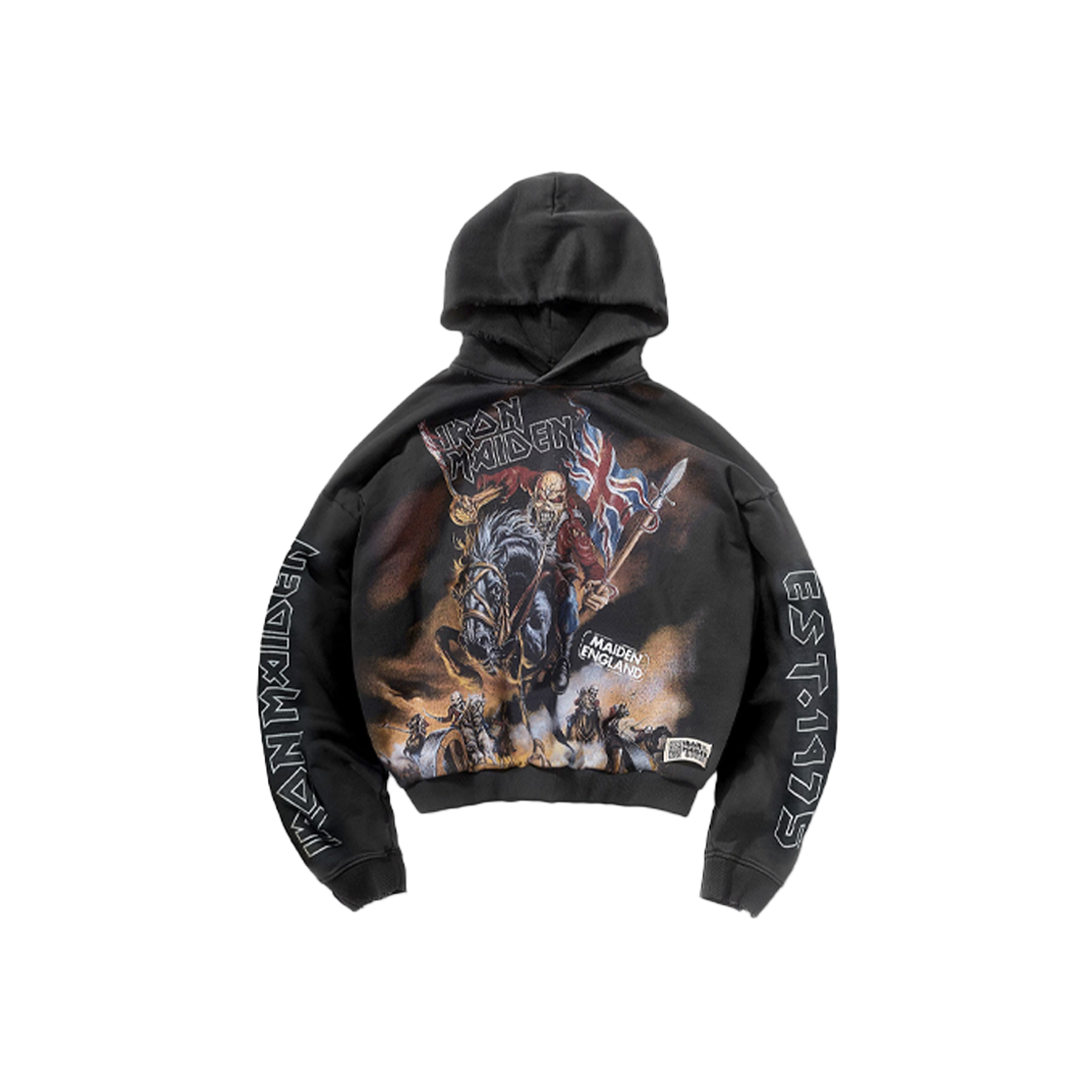 리프레젠트 x 아이언 메이든 스티드 후디 스테인드 블랙 - 25FW(Represent x Iron Maiden Steed Hoodie Stained Black - 25FW)