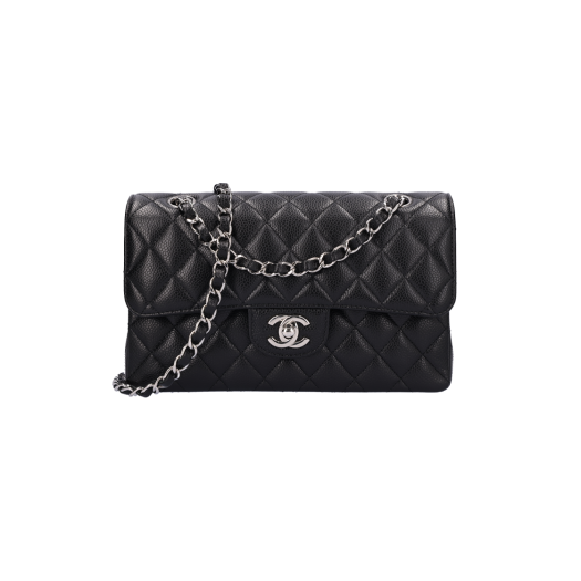 ITWOPD5HLAI5 Chanel Classic Small Flap Bag Grained Calfskin Black Silver