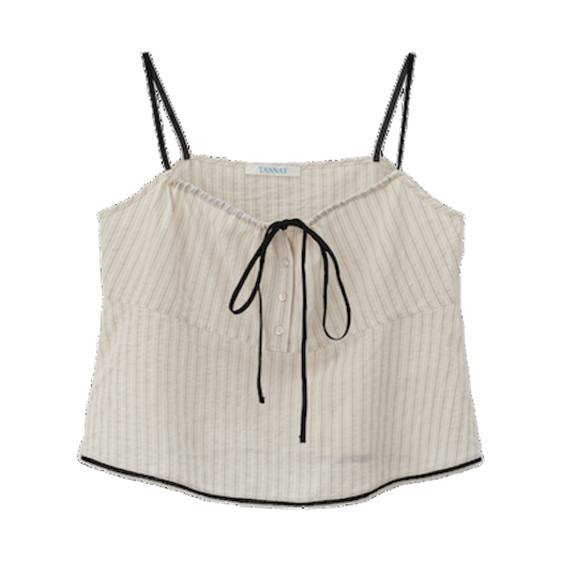 TA12401 TANNAT T/T Ribbon sheer sleeveless top - Beige