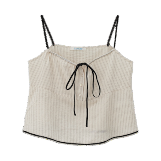 TA12401 TANNAT T/T Ribbon sheer sleeveless top - Beige