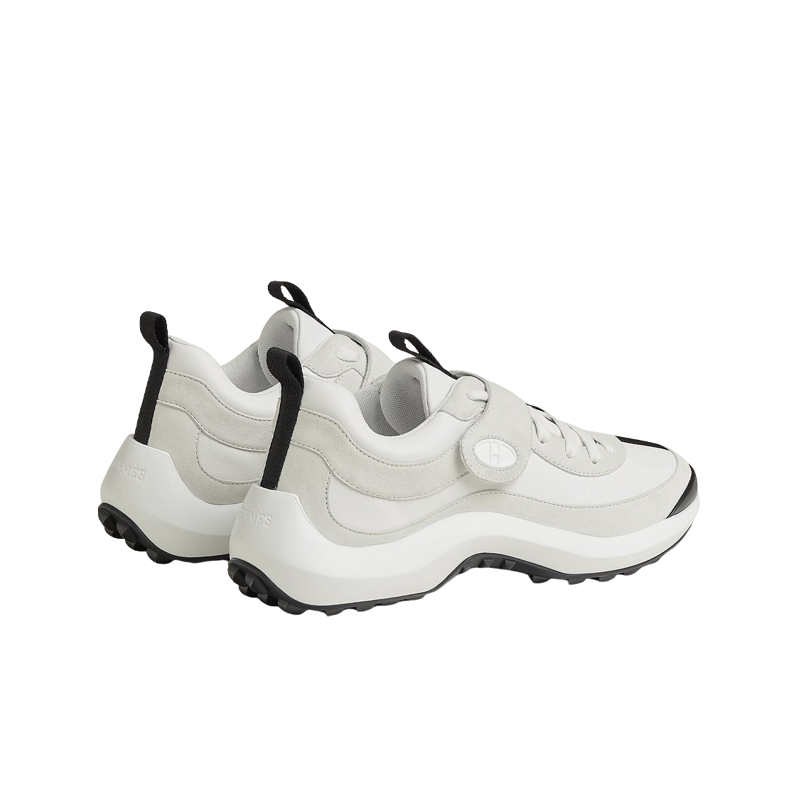 (W) 에르메스 루프 스니커즈 카프스킨 스웨이드 고트스킨 & 블랑((W) Hermes Loop Sneakers Calfskin Suede Goatskin & Blanc) - 3