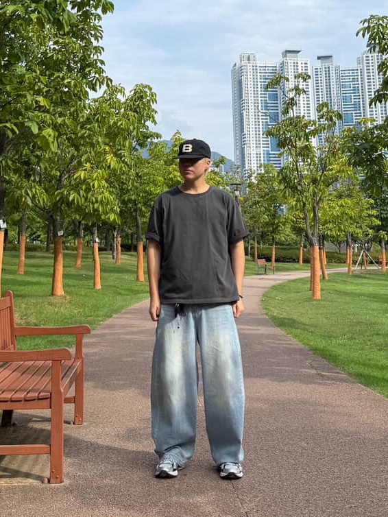 noun Corduroy Denim Pants Light Blue, Asics Gel-1130 White Black 착용 스타일 - 1