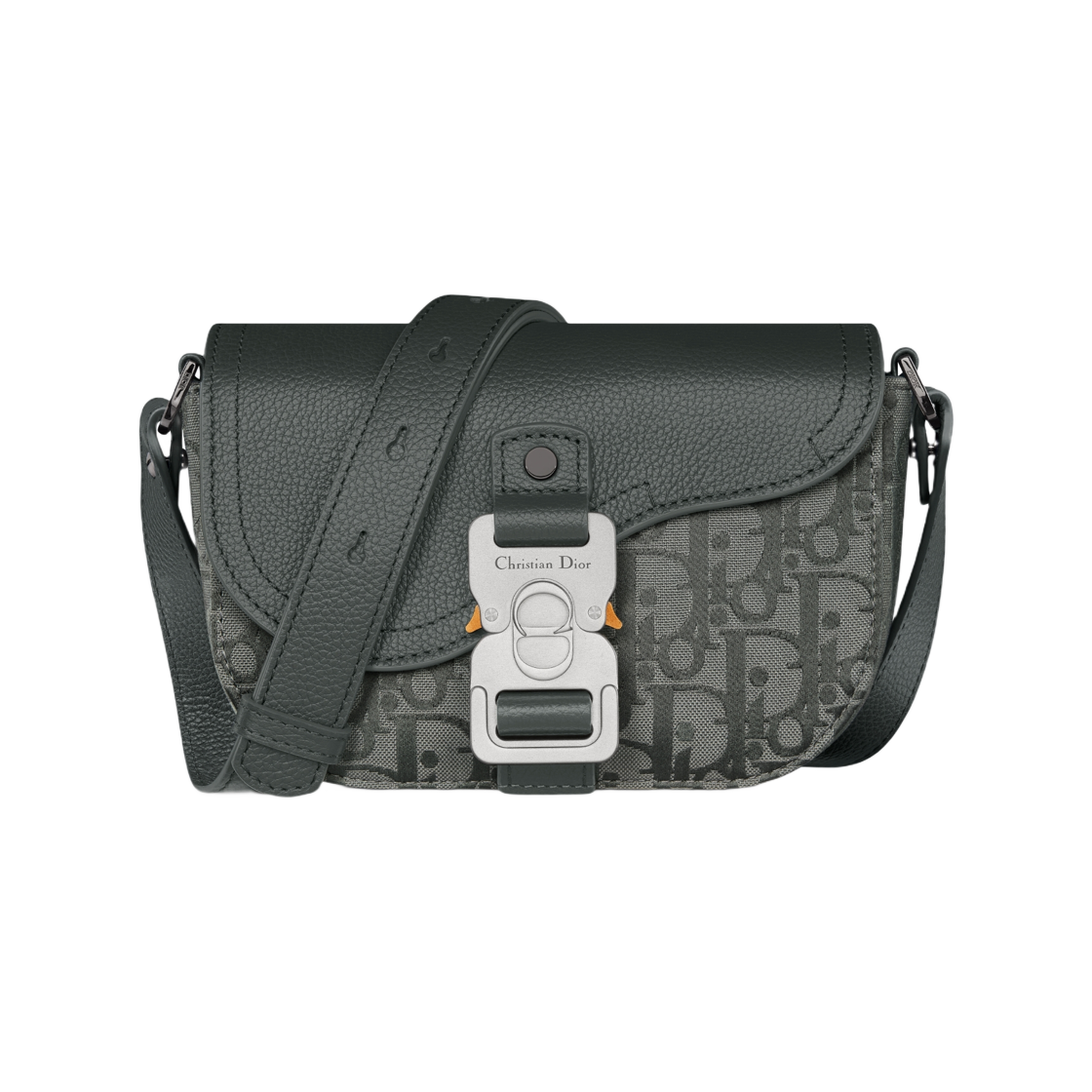 2ADCA435JCL-H870 Dior Mini Saddle Messenger Bag with Flap Dior Oblique Canvas And Grained Calfskin Anthracite Gray