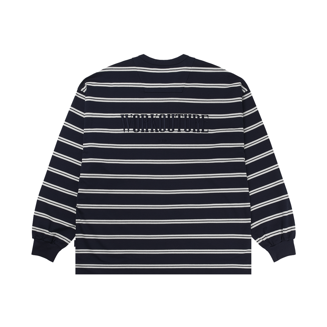 준지 스트라이프 오버핏 롱슬리브 티셔츠 네이비 - 25SS | JUUN