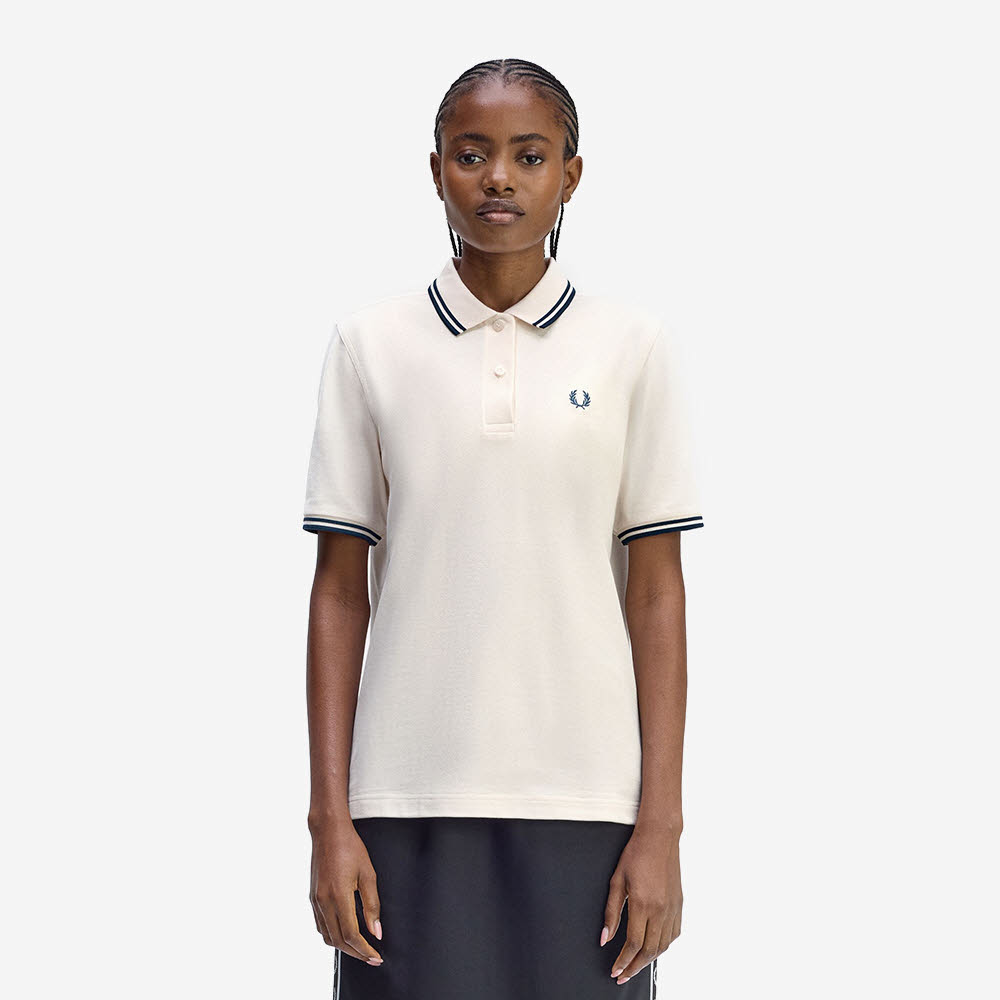 프레드페리 G3600 우먼스 트윈 팁 프레드페리 셔츠 실키피치 다크페트롤(Fred Perry G3600 Womens Twin Tipped Fred Perry Shirt Silky Peach Dark Petrol) - 2