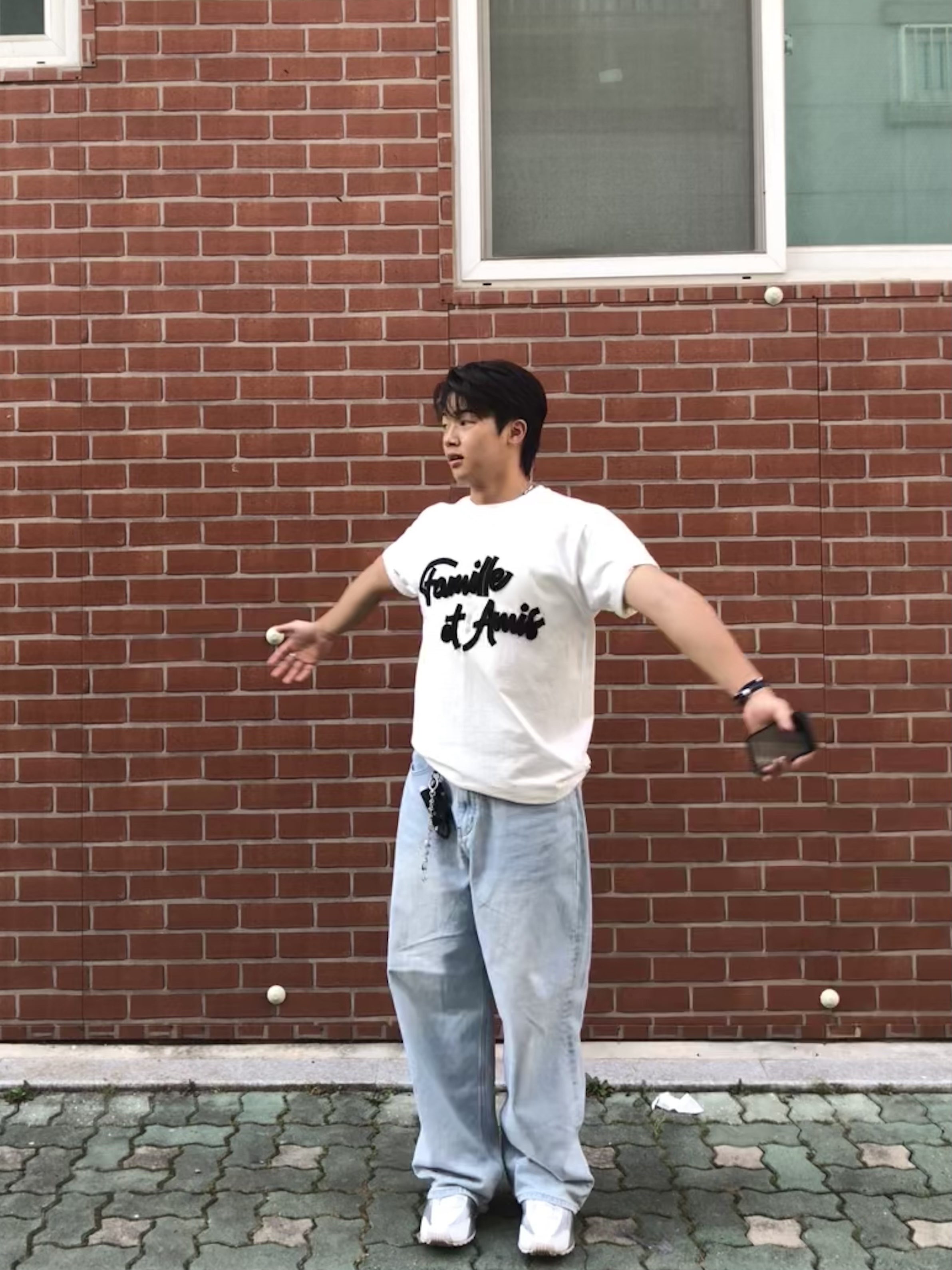 noun Wide Denim Pants Light Blue, Nike Shox R4 White Bright Crimson 착용 스타일 - 5
