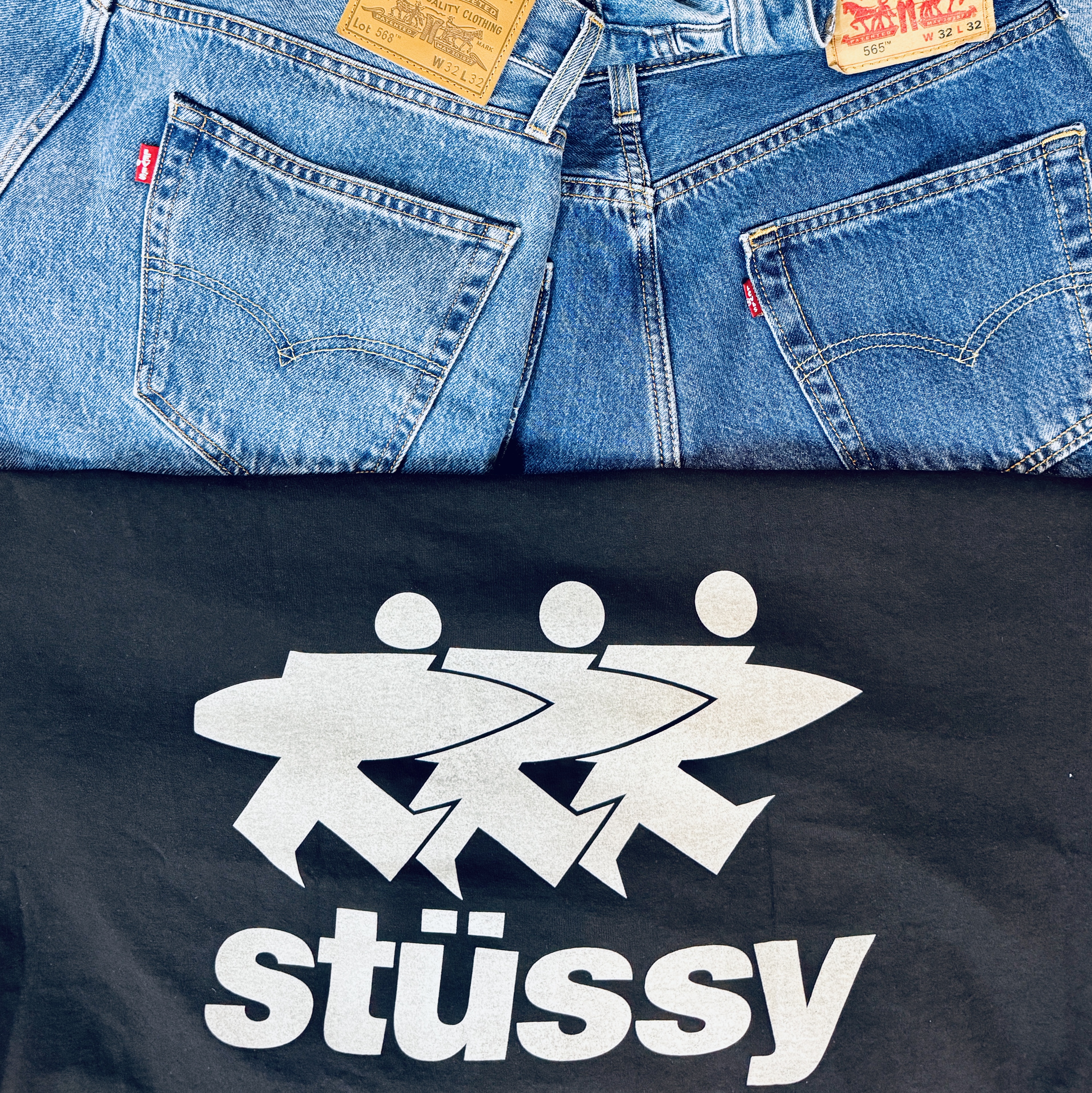 Stussy Surfwalk Pigment Dyed T-Shirt Black 착용 스타일
