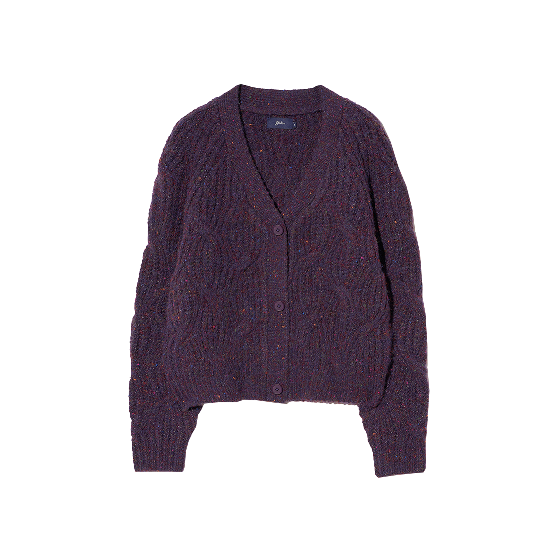 예일 우먼즈 넵 얀 빅 케이블 가디건_퍼플